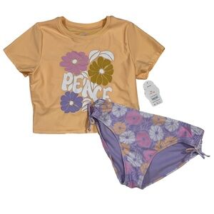 Wonder Nation Girls XL (14-16) Two-Piece Rash Guard Swimsuit Se